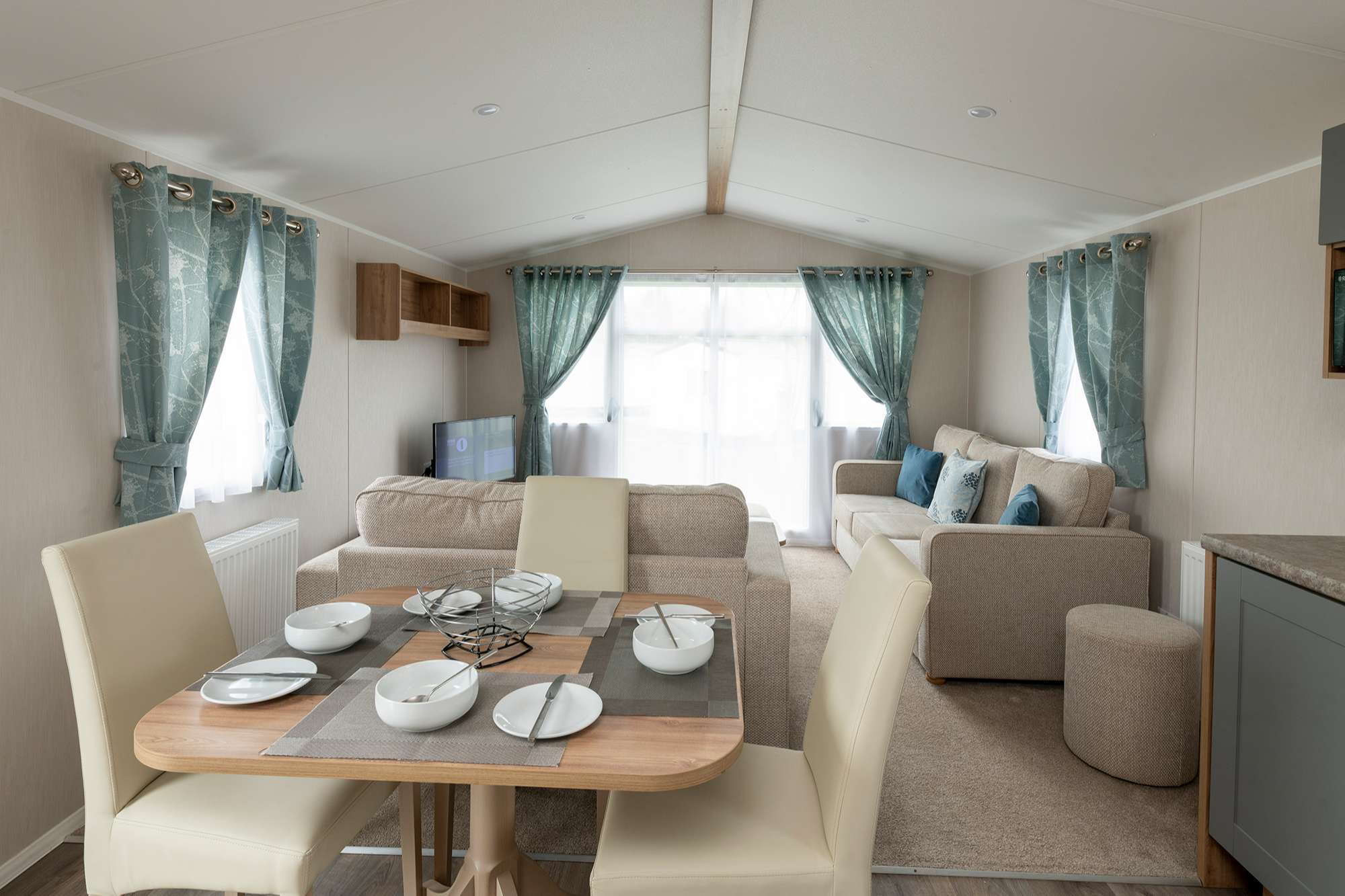 Hire Caravan Dining and Lounge Area