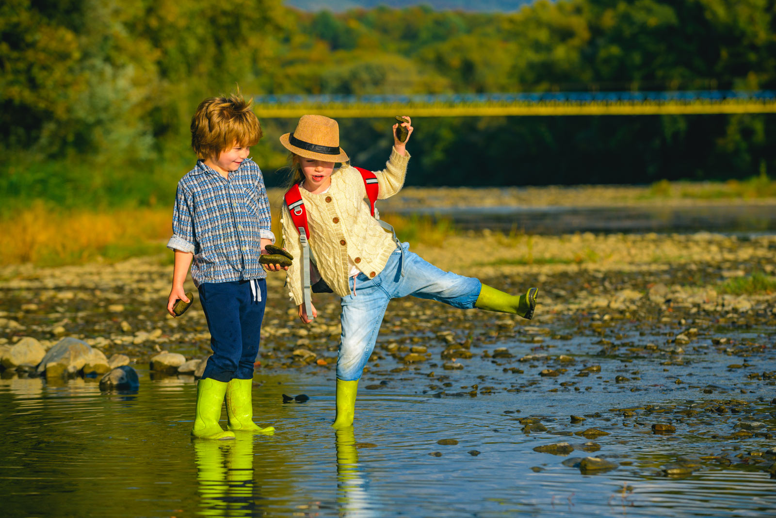 kids playing in river